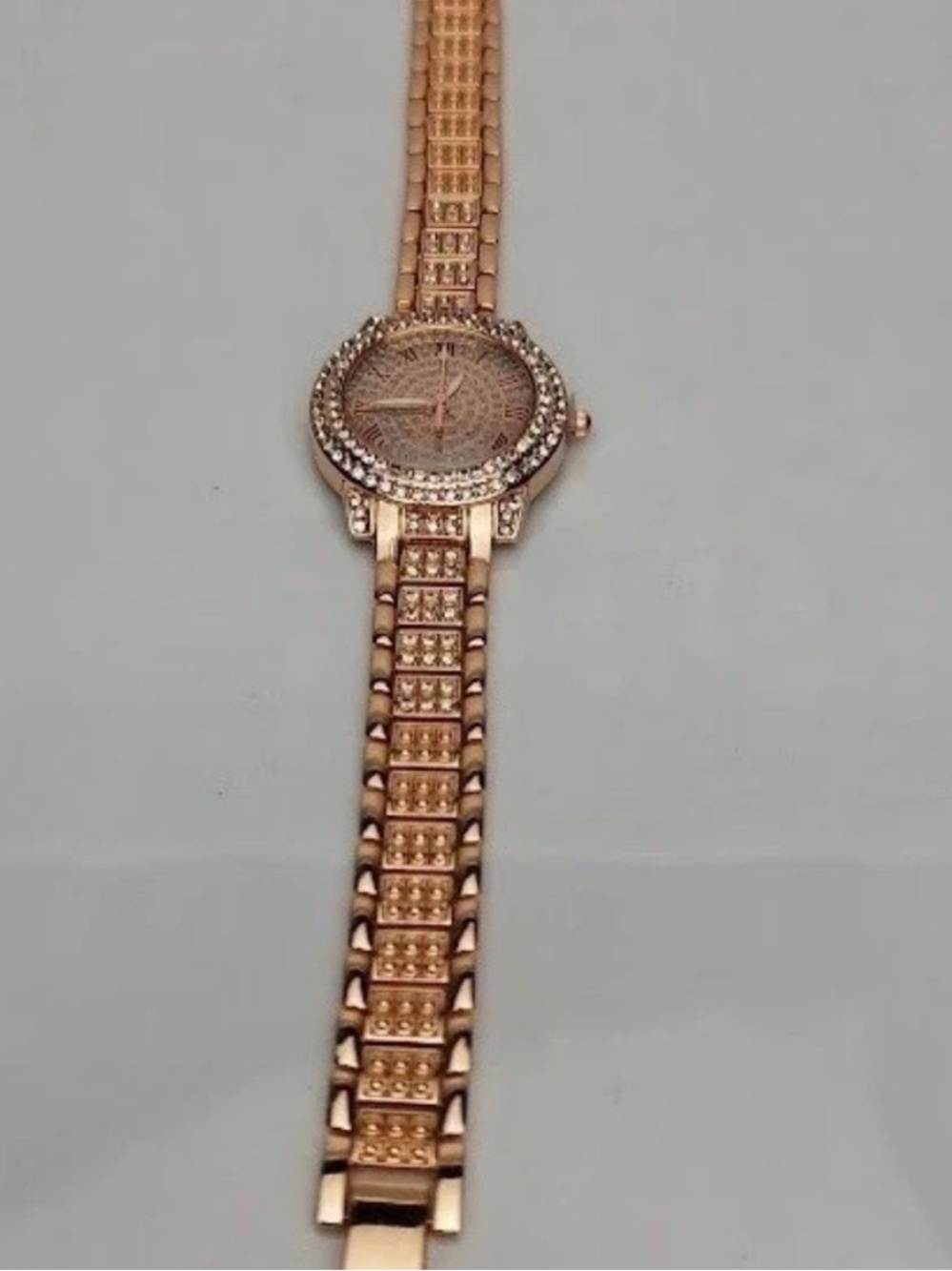 Women's Sparkling Rose Golden Adorned Quartz Watch with Roman Numeral Dial - Picture 5 of 8